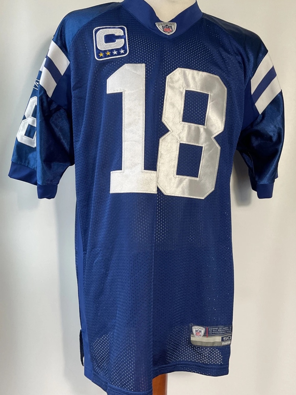 VNTG Reebok On Field Indianapolis Colts Captain Jersey Peyton Manning Size 50